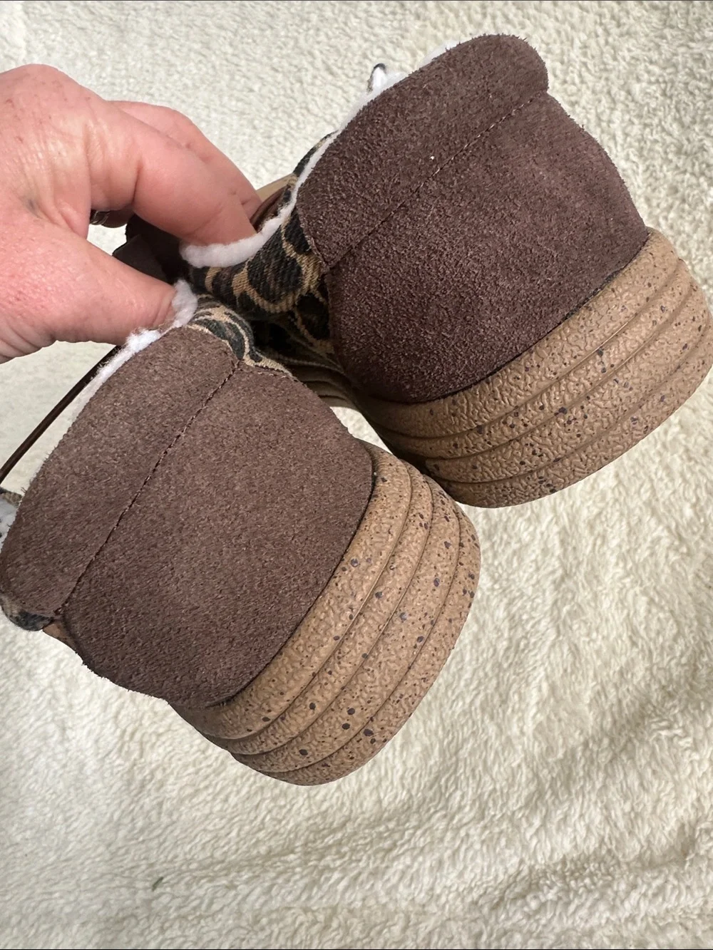 Lamo Paula Canvas Slip-On Comfort Shoes Women 7 Animal Print‎ Faux Wool Lining